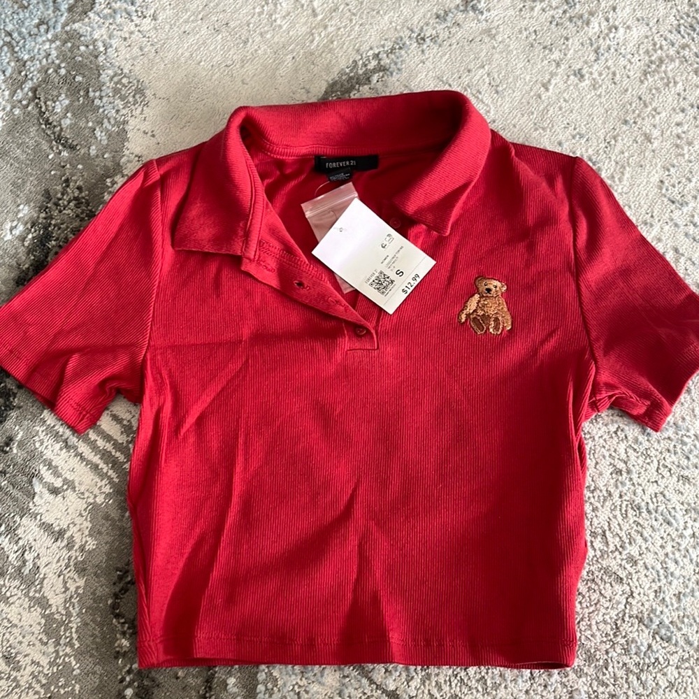 RED TEDDY BEAR CROP TOP